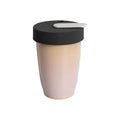 Ceramic Travel Coffee Cup with Lid – Blush Pink & Charcoal